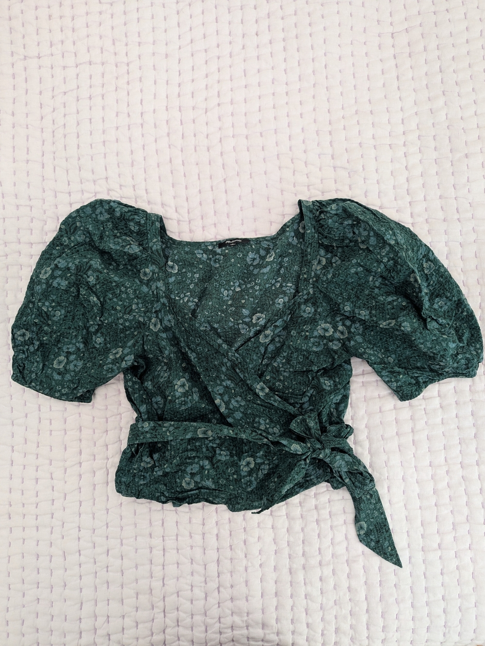 Madewell Women’s Dark Teal Floral Wrap Top